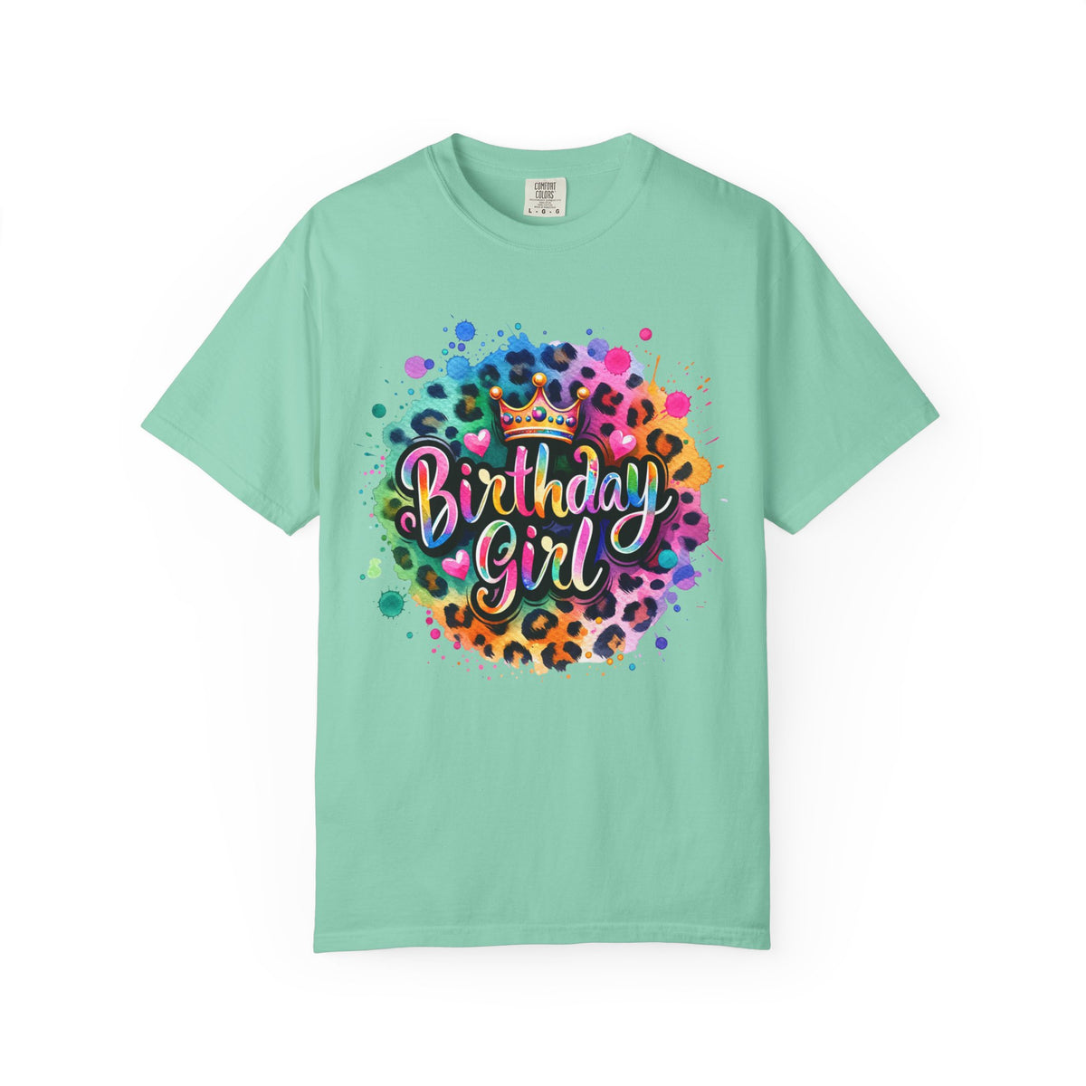 Birthday Girl, Neon Leopard - Comfort Colors | Trendy Women's T-Shirt. Direct to Garment. Printed & Shipped in the USA. Unisex Sizes.