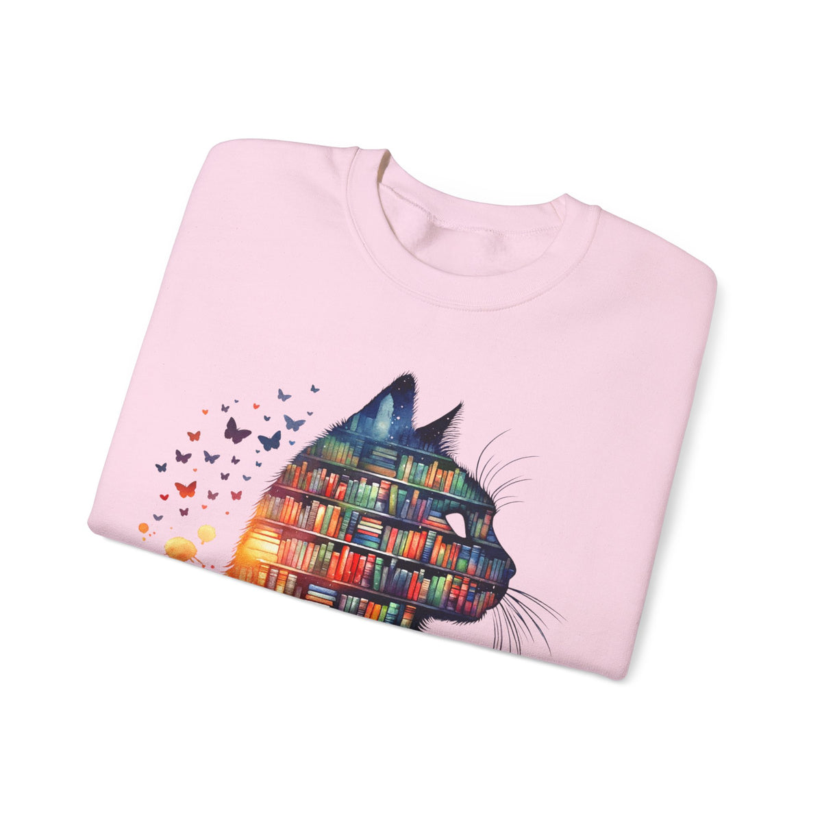 Cat Silhouette for Book Lovers – Gildan Heavy Blend | Trendy Women’s Soft Sweatshirt. Direct to Garment. Printed & Shipped in the USA. Unisex Sizes.