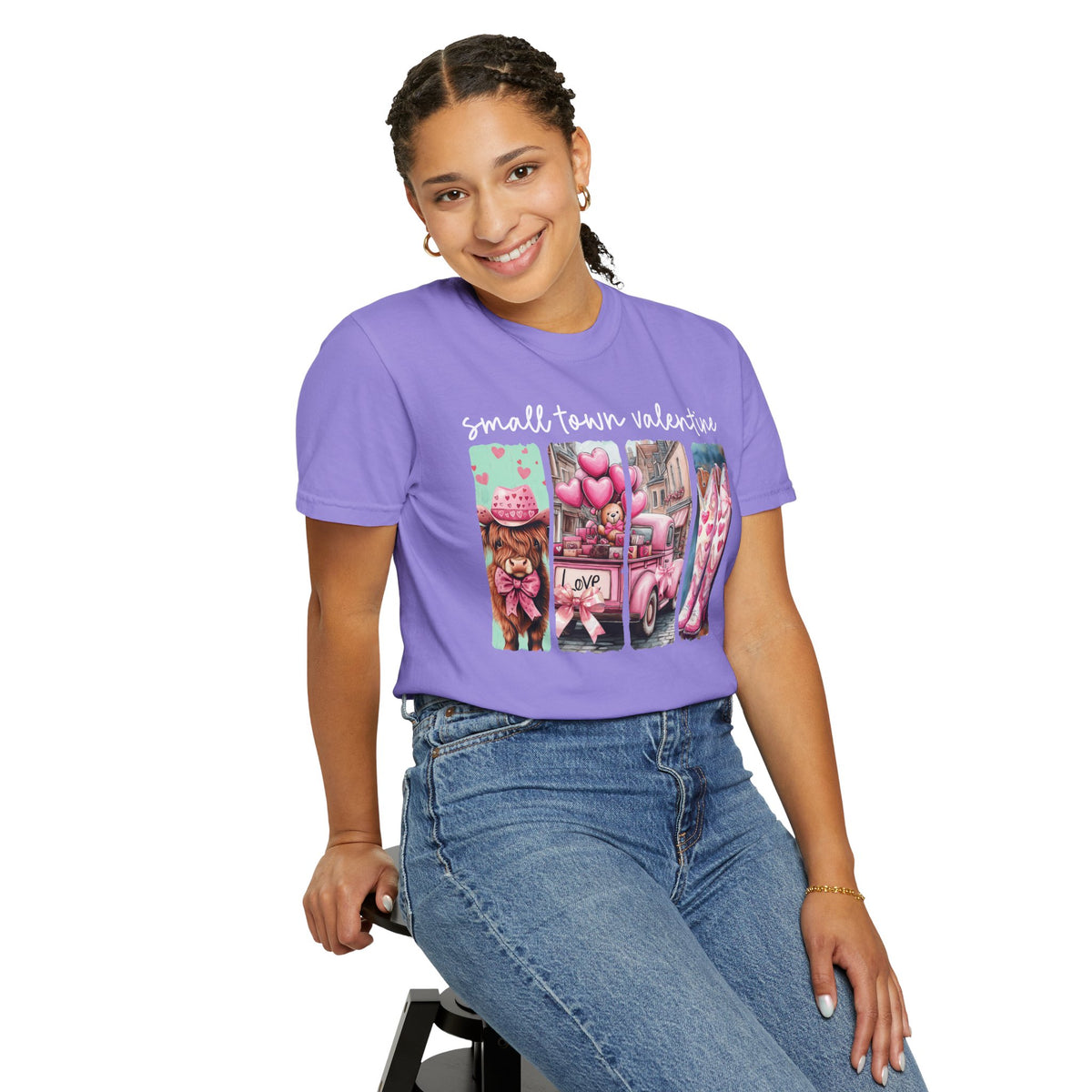 Small Town Valentine - Comfort Colors | Trendy Women's T-Shirt. Direct to Garment. Printed & Shipped in the USA. Unisex Sizes.