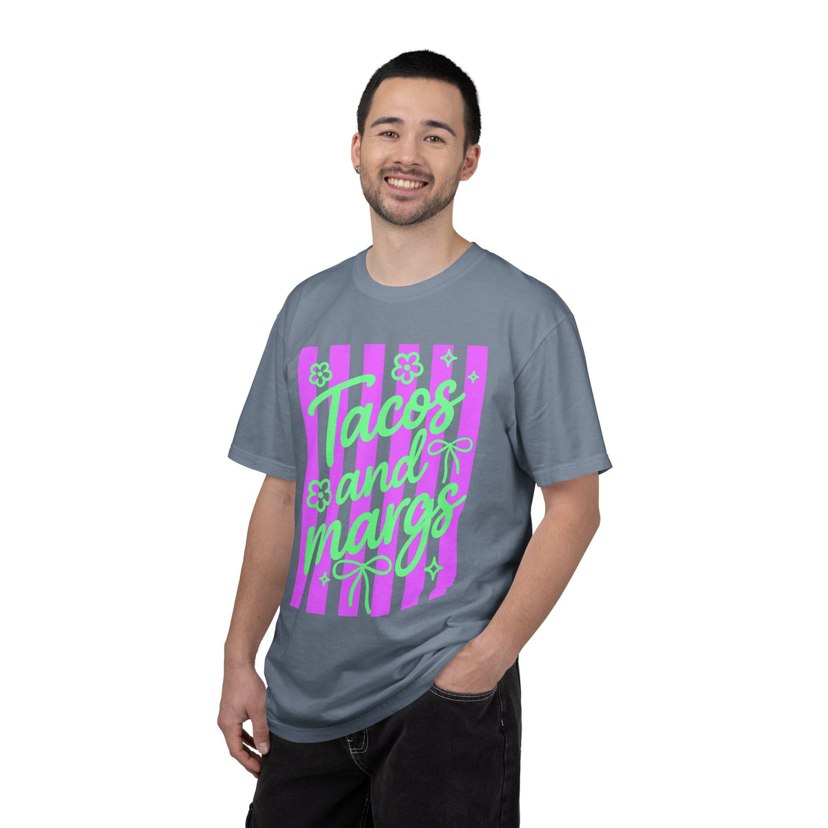 Tacos and Margs - Comfort Colors | Trendy Women's T-Shirt. Direct to Garment. Printed & Shipped in the USA. Unisex Sizes.