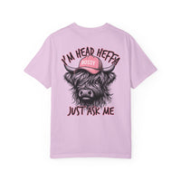 Head Heffa Highland Cow, Front & Back Print - Comfort Colors | Trendy Women's T-Shirt. Direct to Garment. Printed & Shipped in the USA. Unisex Sizes.