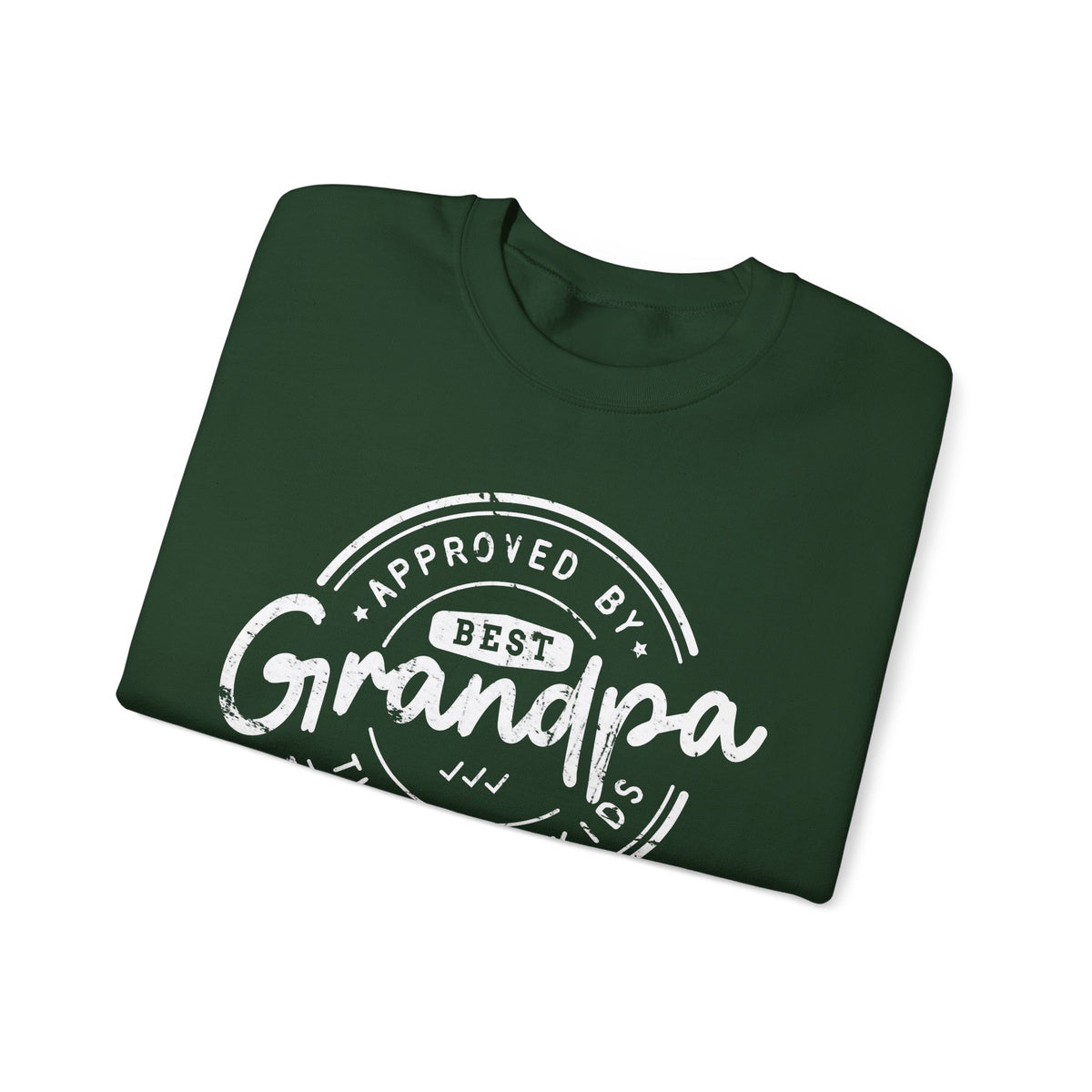 Best Grandpa, Approved by the Grandkids – Gildan Heavy Blend | Trendy Men's Soft Sweatshirt. Direct to Garment. Printed & Shipped in the USA. Unisex Sizes.