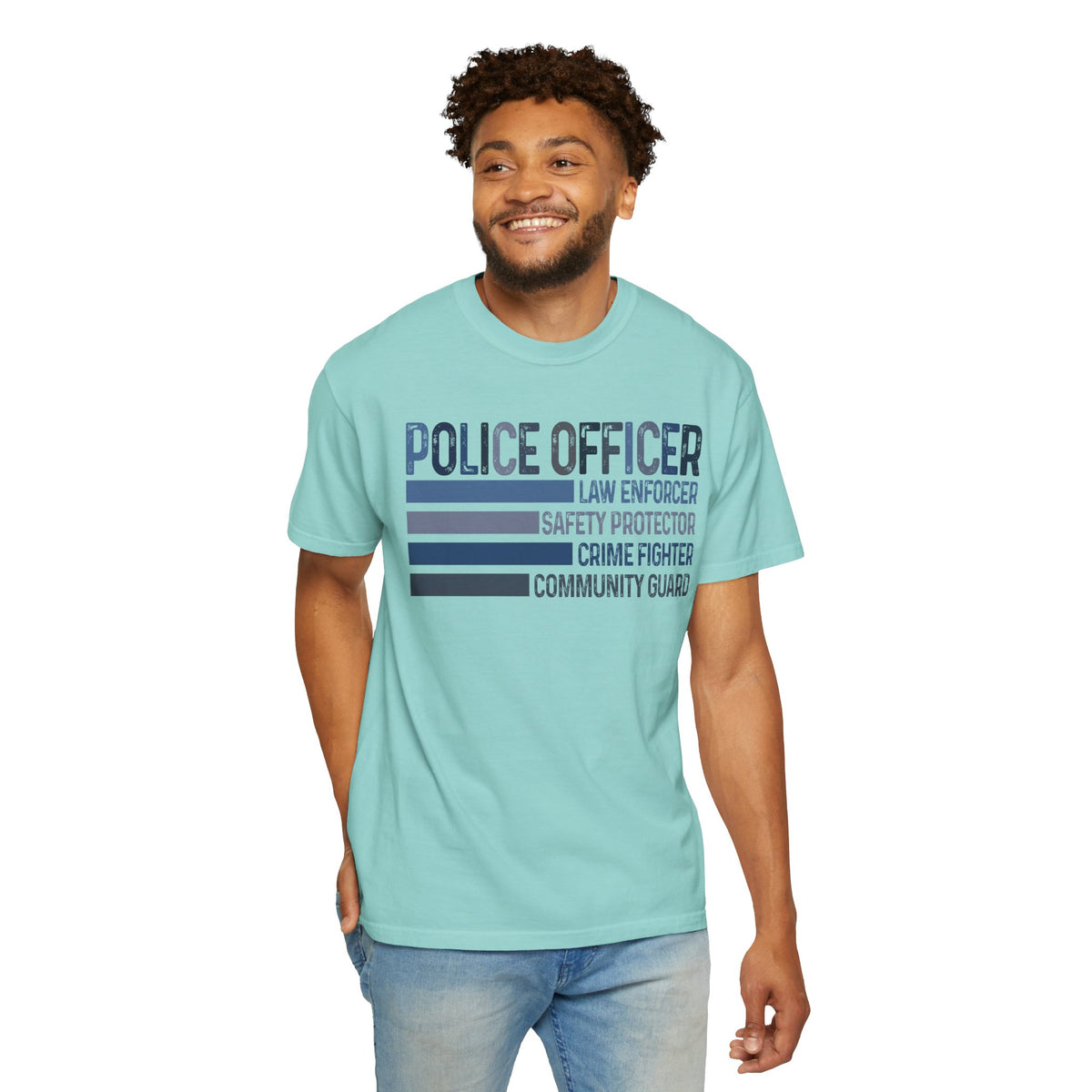 Police Officer - Description - Comfort Colors | Trendy Men's and Women's T-Shirt. Direct to Garment. Printed & Shipped in the USA. Unisex Sizes.