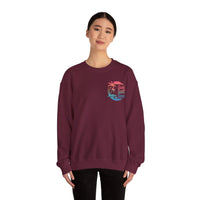Sun Salt Sand, Beach Sunset - Front & Back Print – Gildan Heavy Blend | Trendy Women’s and Men's Soft Sweatshirt. Direct to Garment. Printed & Shipped in the USA. Unisex Sizes.