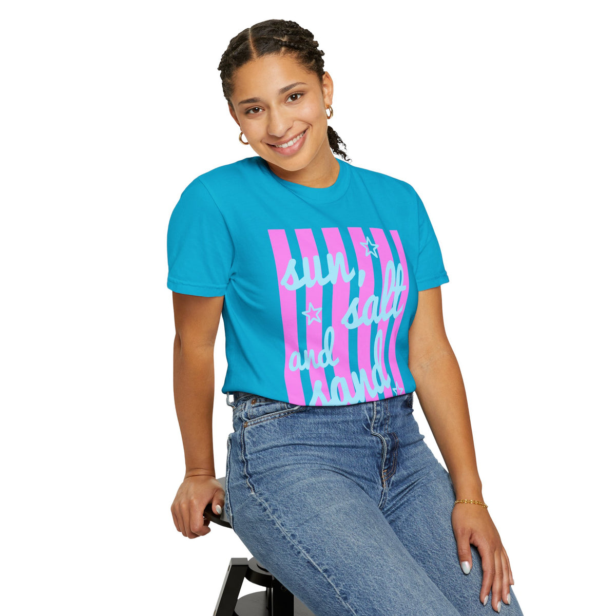 Sun, Salt and Sand - Comfort Colors | Trendy Women's T-Shirt. Direct to Garment. Printed & Shipped in the USA. Unisex Sizes.