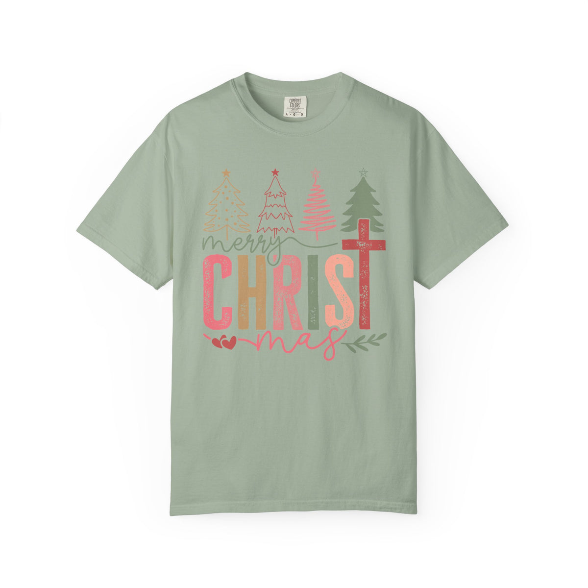 Merry ChrisTmas Christian Faith Graphic - Comfort Colors | Trendy Women's T-Shirt. Direct to Garment. Printed & Shipped in the USA. Unisex Sizes.