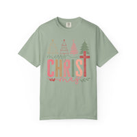 Merry ChrisTmas Christian Faith Graphic - Comfort Colors | Trendy Women's T-Shirt. Direct to Garment. Printed & Shipped in the USA. Unisex Sizes.