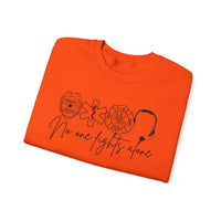No One Fights Alone, Heroes – Gildan Heavy Blend | Trendy Women’s and Men's Soft Sweatshirt. Direct to Garment. Printed & Shipped in the USA. Unisex Sizes.