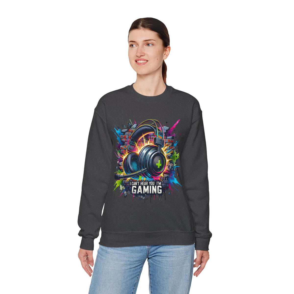 Gaming Headset I Can't Hear You, I'm Gaming – Gildan Heavy Blend | Trendy Women’s and Men's Soft Sweatshirt. Direct to Garment. Printed & Shipped in the USA. Unisex Sizes.