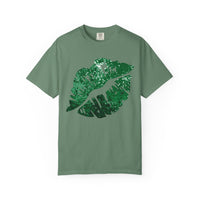 Green Faux Glitter Kiss - Comfort Colors | Trendy Women's T-Shirt. Direct to Garment. Printed & Shipped in the USA. Unisex Sizes.
