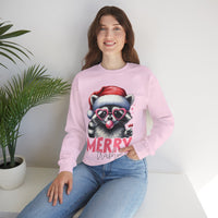 Merry Trashmas Bubblegum Raccoon w/Santa Hat Christmas – Gildan Heavy Blend | Trendy Women’s Soft Sweatshirt. Direct to Garment. Printed & Shipped in the USA. Unisex Sizes.