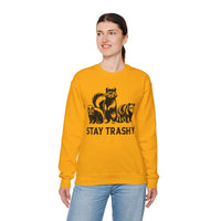 Stay Trashy, Skunk Raccoon Possum – Gildan Heavy Blend | Trendy Women’s and Men's Soft Sweatshirt. Direct to Garment. Printed & Shipped in the USA. Unisex Sizes.