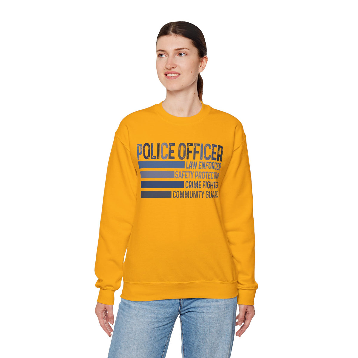Police Officer - Description – Gildan Heavy Blend | Trendy Men's and Women’s Soft Sweatshirt. Direct to Garment. Printed & Shipped in the USA. Unisex Sizes.