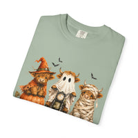 Highland Cows Halloween Costumes - Comfort Colors | Trendy Women's T-Shirt. Direct to Garment. Printed & Shipped in the USA. Unisex Sizes.