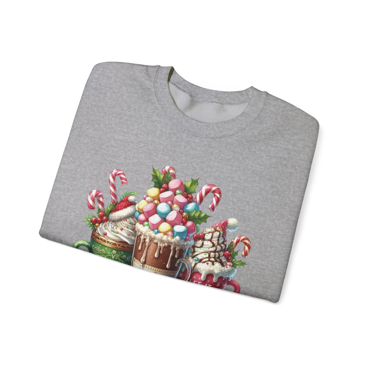 Hot Chocolate Mugs Christmas Hot Cocoa – Gildan Heavy Blend | Trendy Women’s Soft Sweatshirt. Direct to Garment. Printed & Shipped in the USA. Unisex Sizes.