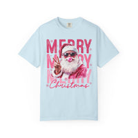 Pink Merry Christmas Bubblegum Santa - Comfort Colors | Trendy Women's T-Shirt. Direct to Garment. Printed & Shipped in the USA. Unisex Sizes.
