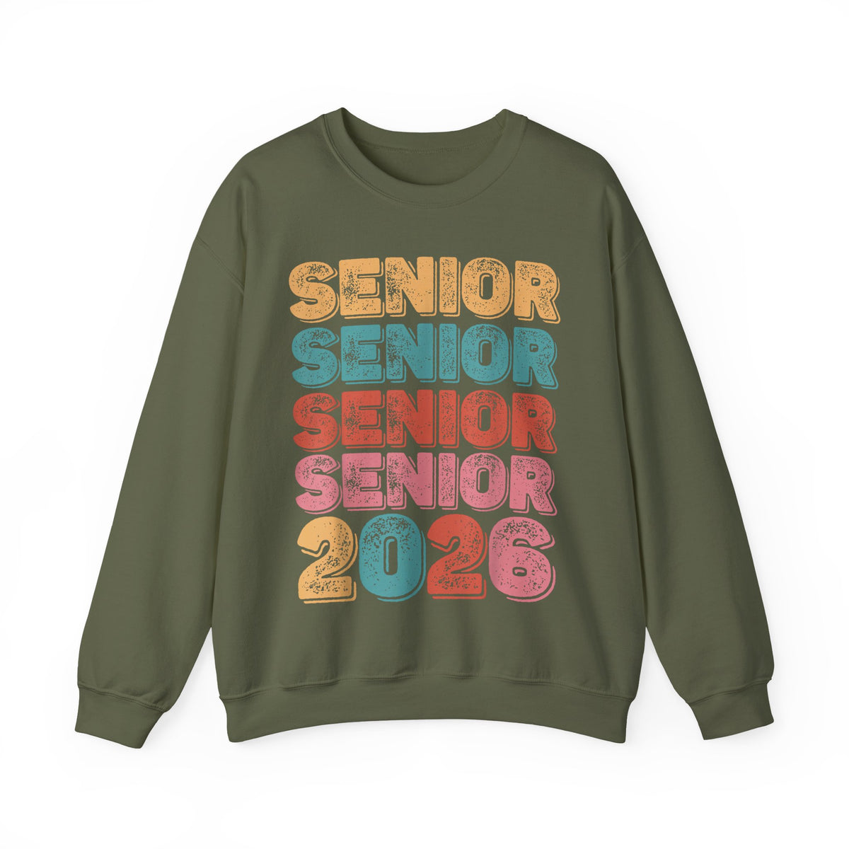 Senior Class of 2026 Retro – Gildan Heavy Blend | Trendy Men's and Women’s Soft Sweatshirt. Direct to Garment. Printed & Shipped in the USA. Unisex Sizes.