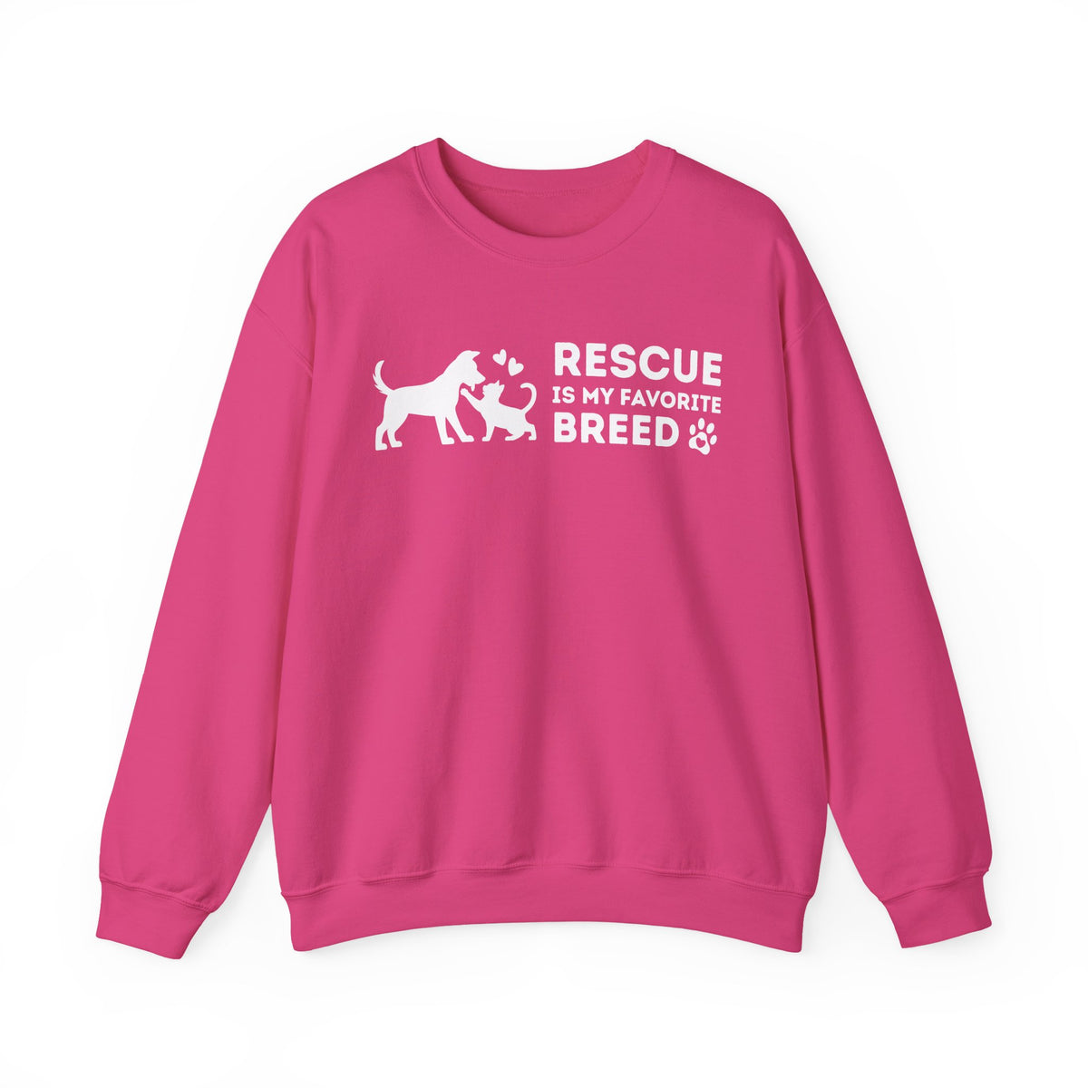 Rescue Is My Favorite Breed *This Shirt Saves Lives* – Gildan Heavy Blend | Trendy Men's and Women’s Soft Sweatshirt. Direct to Garment. Printed & Shipped in the USA. Unisex Sizes.