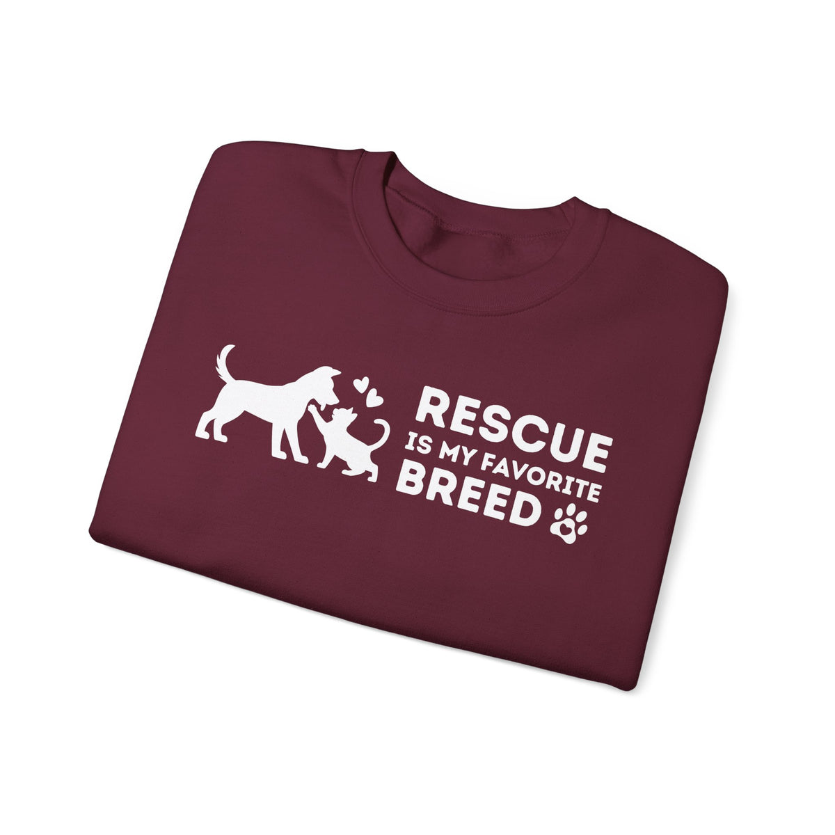 Rescue Is My Favorite Breed *This Shirt Saves Lives* – Gildan Heavy Blend | Trendy Men's and Women’s Soft Sweatshirt. Direct to Garment. Printed & Shipped in the USA. Unisex Sizes.