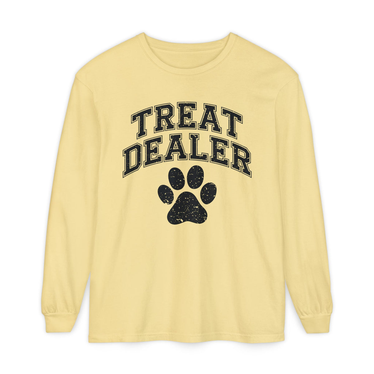 Treat Dealer, Dog Lover - Comfort Colors | Trendy Women's and Men's Long Sleeve T-Shirt. Direct to Garment. Printed & Shipped in the USA. Unisex Sizes.