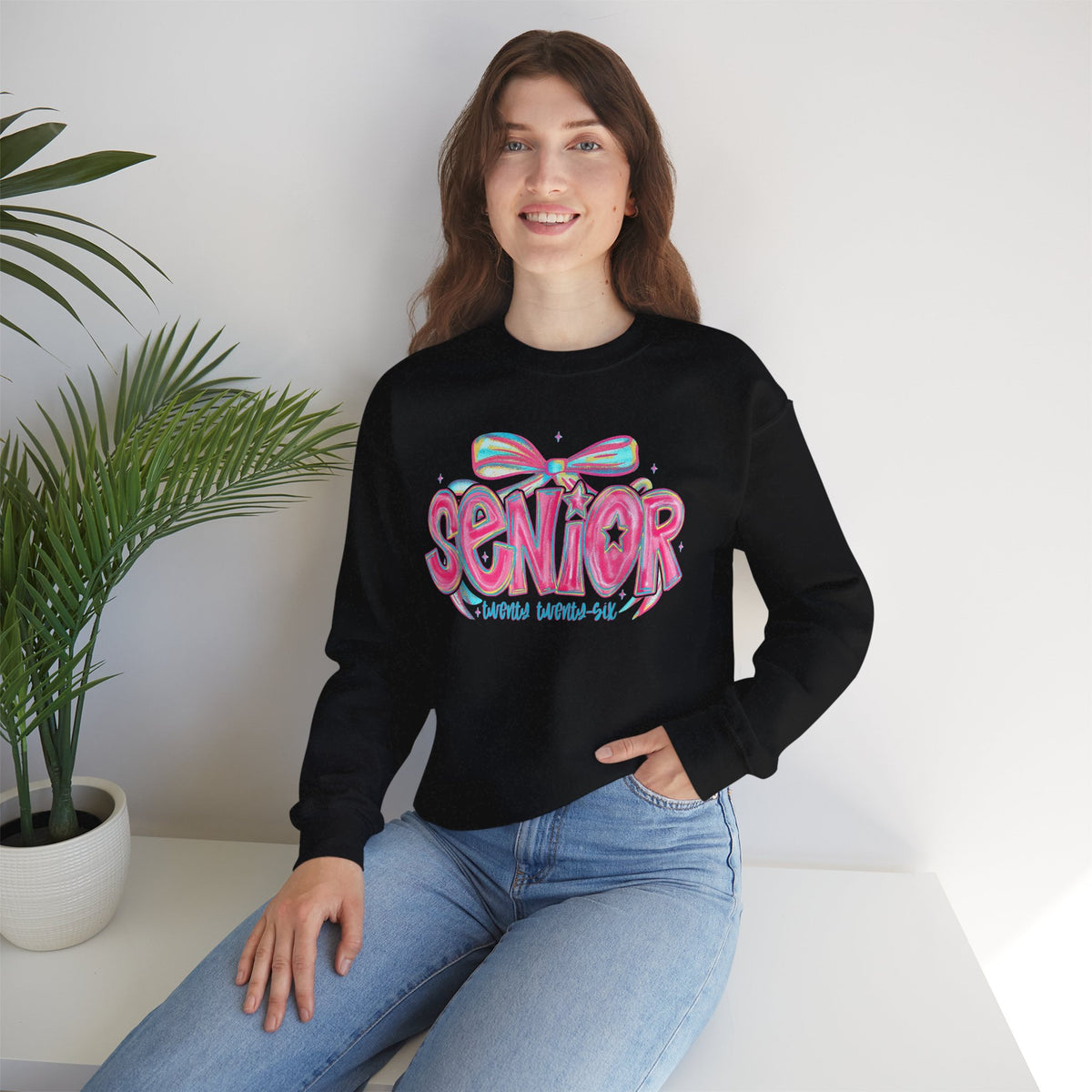 Preppy Senior Coquette 2026 – Gildan Heavy Blend | Trendy Women’s Soft Sweatshirt. Direct to Garment. Printed & Shipped in the USA. Unisex Sizes.