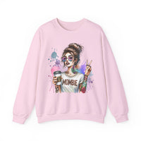 Cool Mombie with Coffee Peace Tattoo - Tired Mom – Gildan Heavy Blend | Trendy Women’s Soft Sweatshirt. Direct to Garment. Printed & Shipped in the USA. Unisex Sizes.