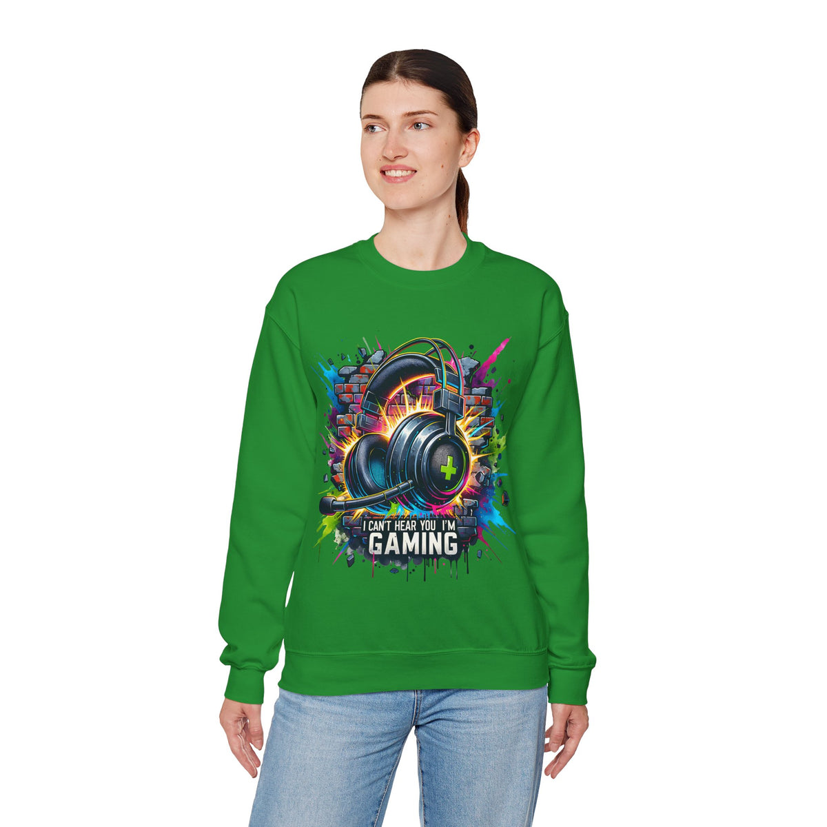 Gaming Headset I Can't Hear You, I'm Gaming – Gildan Heavy Blend | Trendy Women’s and Men's Soft Sweatshirt. Direct to Garment. Printed & Shipped in the USA. Unisex Sizes.