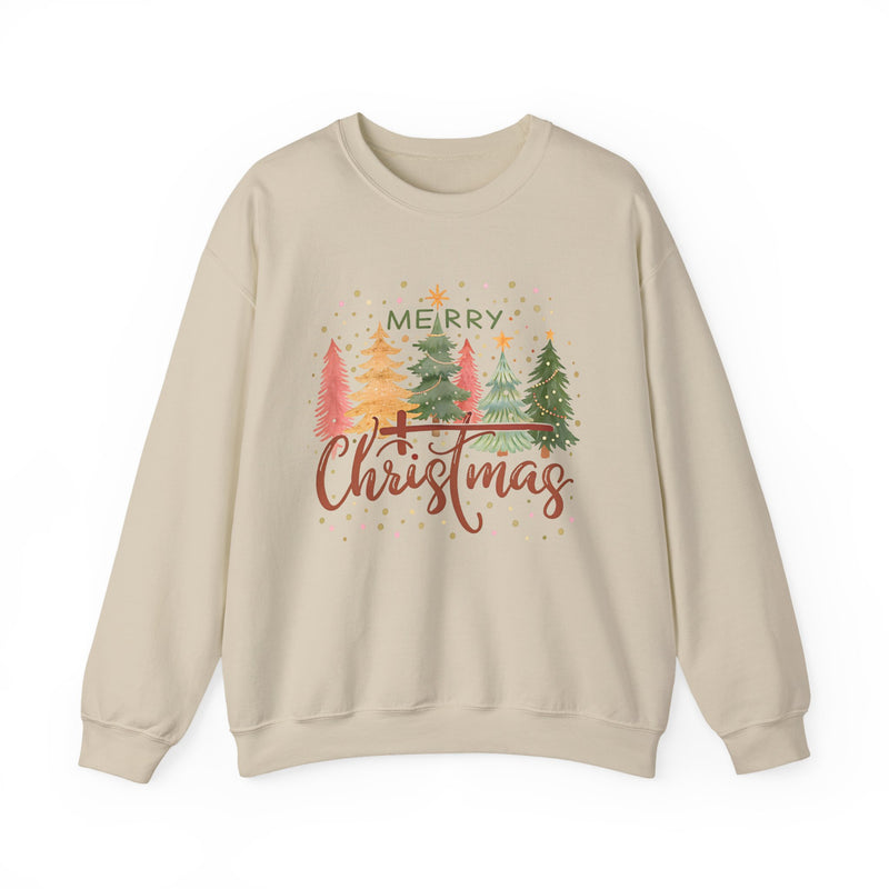Merry ChrisTmas - Christian Faith – Gildan Heavy Blend | Trendy Women’s Soft Sweatshirt. Direct to Garment. Printed & Shipped in the USA. Unisex Sizes.