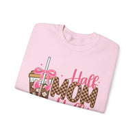 Half Mom Half Coffee, Cute Leopard Print Coffee Design – Gildan Heavy Blend | Trendy Women’s Soft Sweatshirt. Direct to Garment. Printed & Shipped in the USA. Unisex Sizes.