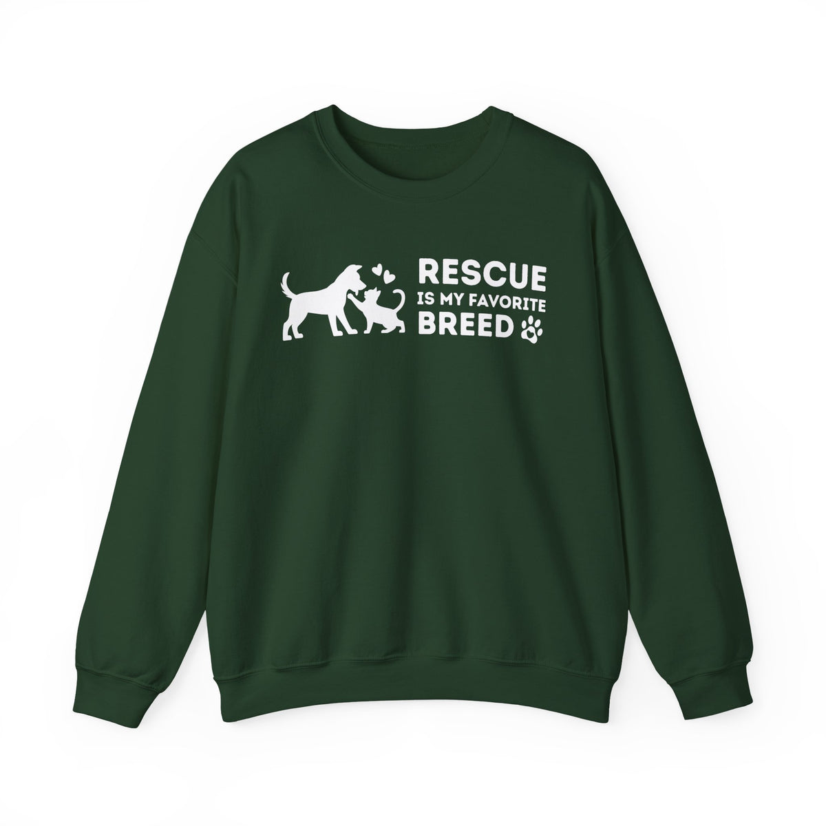 Rescue Is My Favorite Breed *This Shirt Saves Lives* – Gildan Heavy Blend | Trendy Men's and Women’s Soft Sweatshirt. Direct to Garment. Printed & Shipped in the USA. Unisex Sizes.