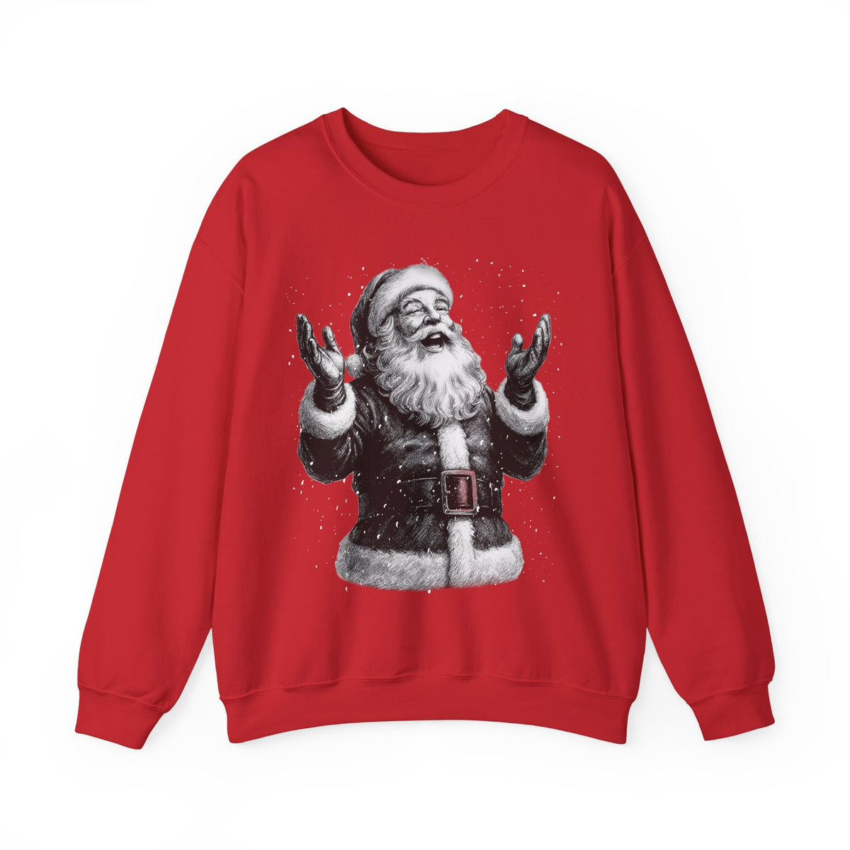Joyful Santa - Black and White Vintage – Gildan Heavy Blend | Trendy Women’s and Men's Soft Sweatshirt. Direct to Garment. Printed & Shipped in the USA. Unisex Sizes.