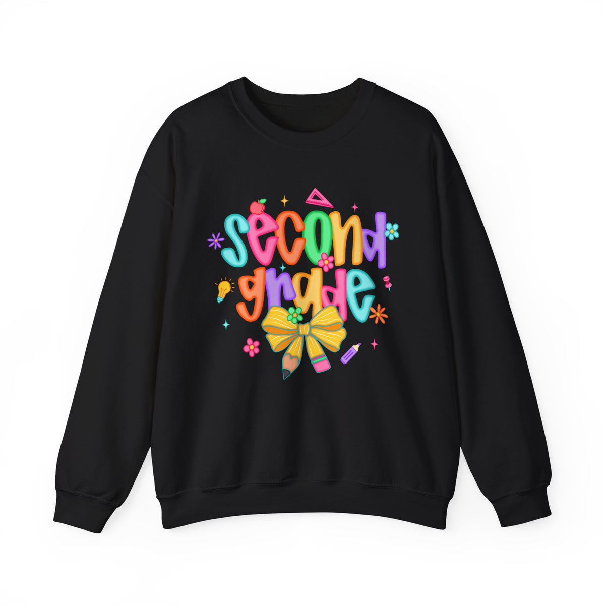 Coquette Second Grade Pencil Bow – Gildan Heavy Blend | Trendy Women’s Soft Sweatshirt. Direct to Garment. Printed & Shipped in the USA. Unisex Sizes.