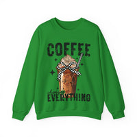 Coffee Changes Everything, Iced Coffee, Coffee Lovers – Gildan Heavy Blend | Trendy Women’s Soft Sweatshirt. Direct to Garment. Printed & Shipped in the USA. Unisex Sizes.
