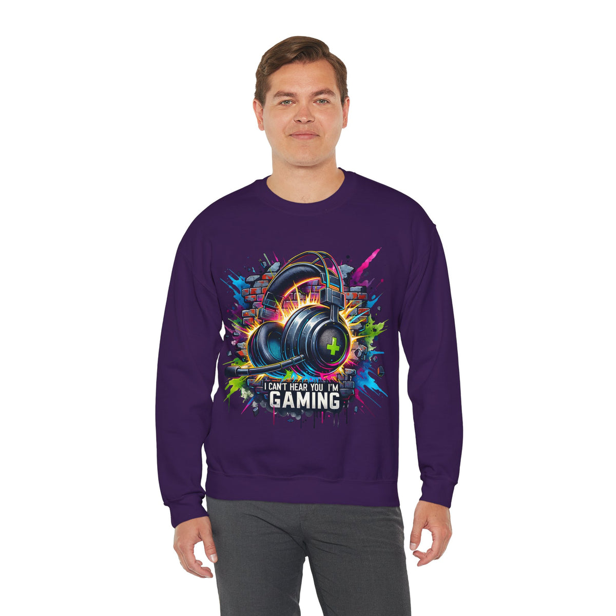 Gaming Headset I Can't Hear You, I'm Gaming – Gildan Heavy Blend | Trendy Women’s and Men's Soft Sweatshirt. Direct to Garment. Printed & Shipped in the USA. Unisex Sizes.