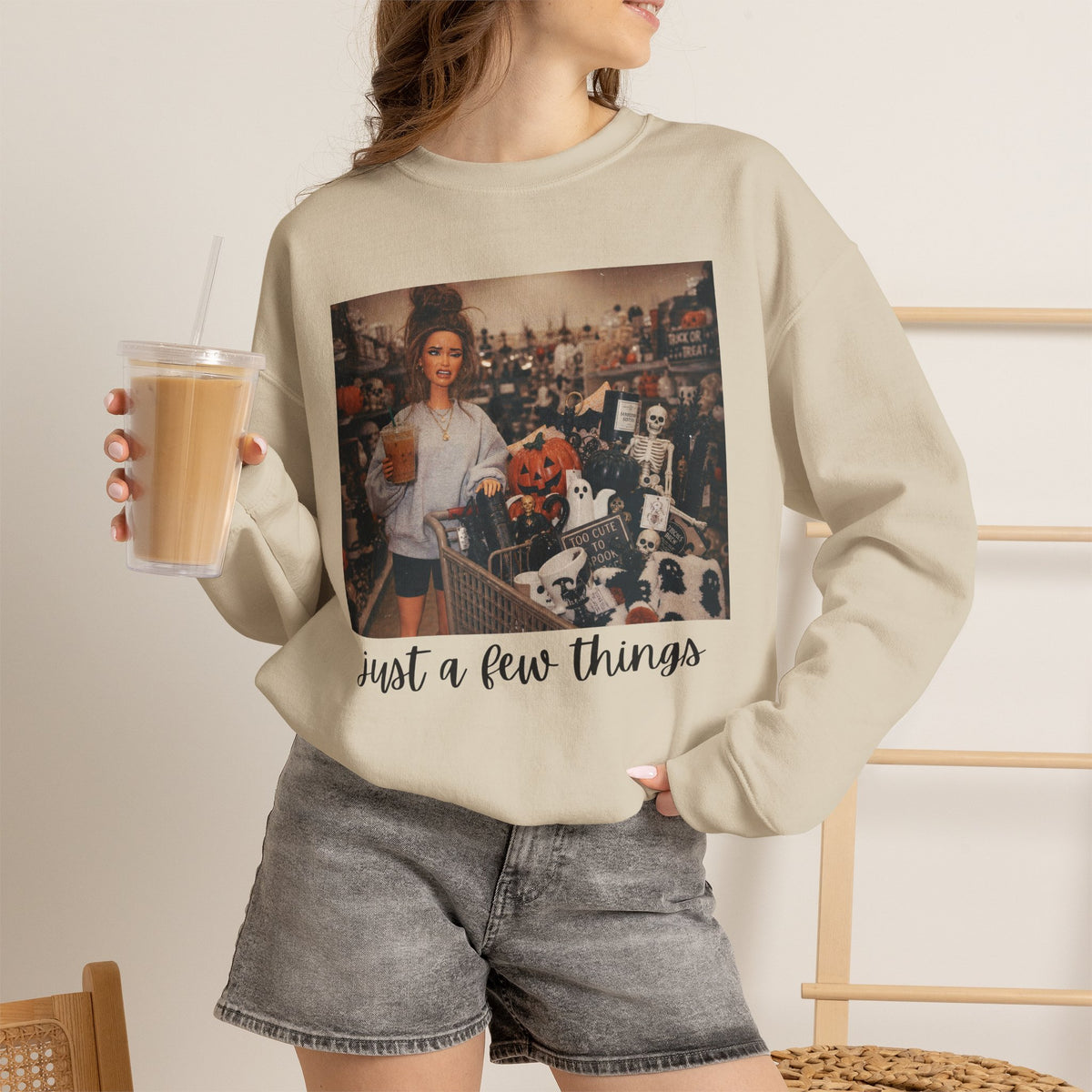 Just A Few Things - Halloween Shopping – Gildan Heavy Blend | Trendy Women’s Soft Sweatshirt. Direct to Garment. Printed & Shipped in the USA. Unisex Sizes.