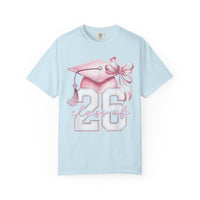 Pink Coquette, Class of 2026 Graduation Cap - Comfort Colors | Trendy Women's T-Shirt. Direct to Garment. Printed & Shipped in the USA. Unisex Sizes.