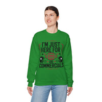I'm Just Here for Food and Commercials – Gildan Heavy Blend | Trendy Women’s and Men's Soft Sweatshirt. Direct to Garment. Printed & Shipped in the USA. Unisex Sizes.