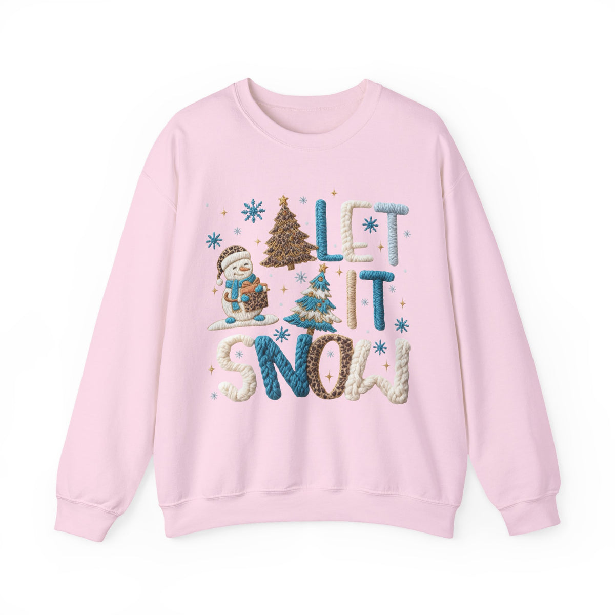 Let It Snow, Snowman – Gildan Heavy Blend | Trendy Women’s Soft Sweatshirt. Direct to Garment. Printed & Shipped in the USA. Unisex Sizes.
