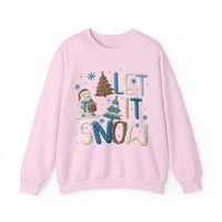 Let It Snow, Snowman – Gildan Heavy Blend | Trendy Women’s Soft Sweatshirt. Direct to Garment. Printed & Shipped in the USA. Unisex Sizes.