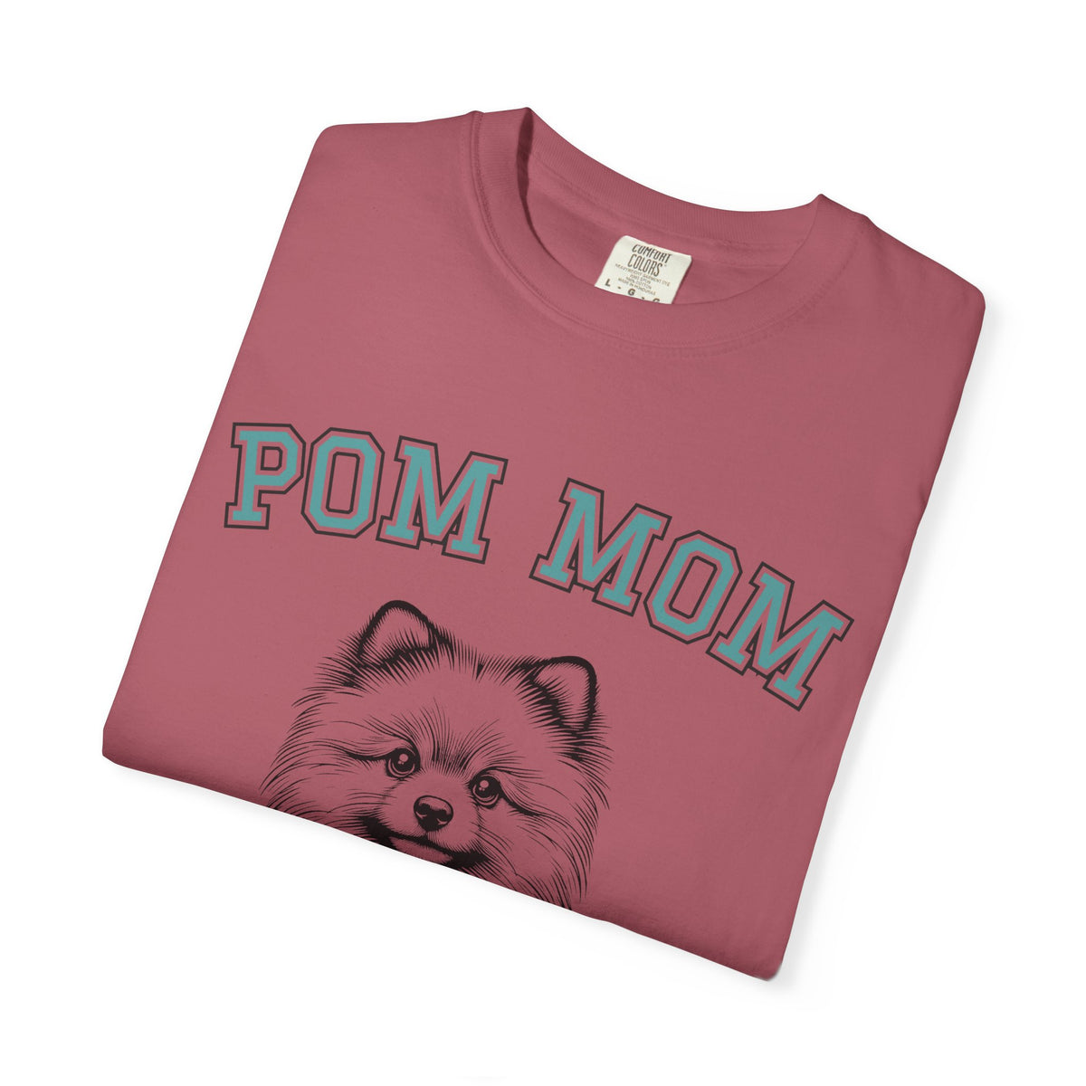 Pom Mom, Varsity - Comfort Colors | Trendy Women's T-Shirt. Direct to Garment. Printed & Shipped in the USA. Unisex Sizes.