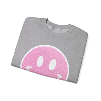 Glitter Smiley – Gildan Heavy Blend | Trendy Women’s Soft Sweatshirt. Direct to Garment. Printed & Shipped in the USA. Unisex Sizes.