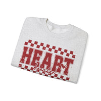 Heart Breaker, Red Checkered Distressed – Gildan Heavy Blend | Trendy Women’s Soft Sweatshirt. Direct to Garment. Printed & Shipped in the USA. Unisex Sizes.