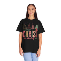 Merry ChrisTmas Christian Faith Graphic - Comfort Colors | Trendy Women's T-Shirt. Direct to Garment. Printed & Shipped in the USA. Unisex Sizes.