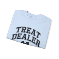 Treat Dealer, Dog Lover – Gildan Heavy Blend | Trendy Men's and Women’s Soft Sweatshirt. Direct to Garment. Printed & Shipped in the USA. Unisex Sizes.
