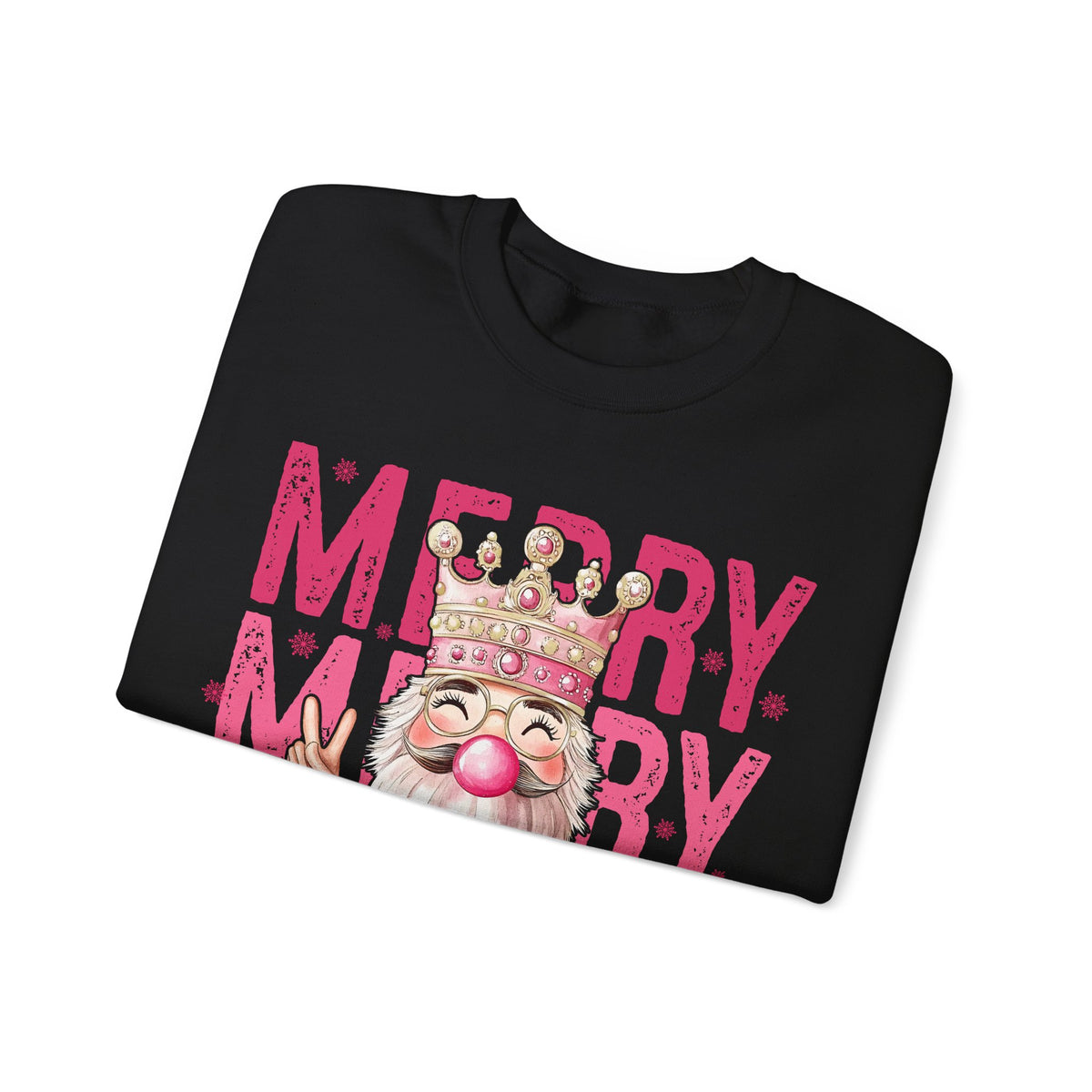 Merry Christmas - Cute Pink Bubblegum Nutcracker – Gildan Heavy Blend | Trendy Women’s Soft Sweatshirt. Direct to Garment. Printed & Shipped in the USA. Unisex Sizes.