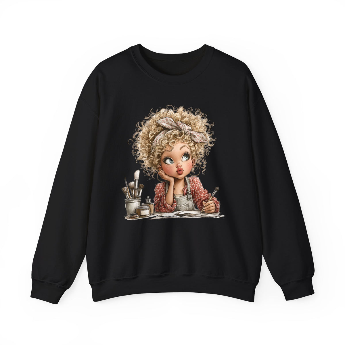 Cute Artist Curly Girl – Gildan Heavy Blend | Trendy Women’s Soft Sweatshirt. Direct to Garment. Printed & Shipped in the USA. Unisex Sizes.