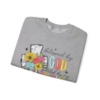Blessed By God, Spoiled By My Husband, Protected By Both – Gildan Heavy Blend | Trendy Women’s Soft Sweatshirt. Direct to Garment. Printed & Shipped in the USA. Unisex Sizes.