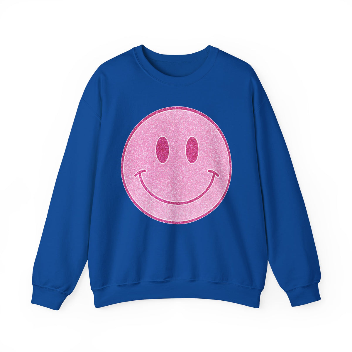 Glitter Smiley – Gildan Heavy Blend | Trendy Women’s Soft Sweatshirt. Direct to Garment. Printed & Shipped in the USA. Unisex Sizes.