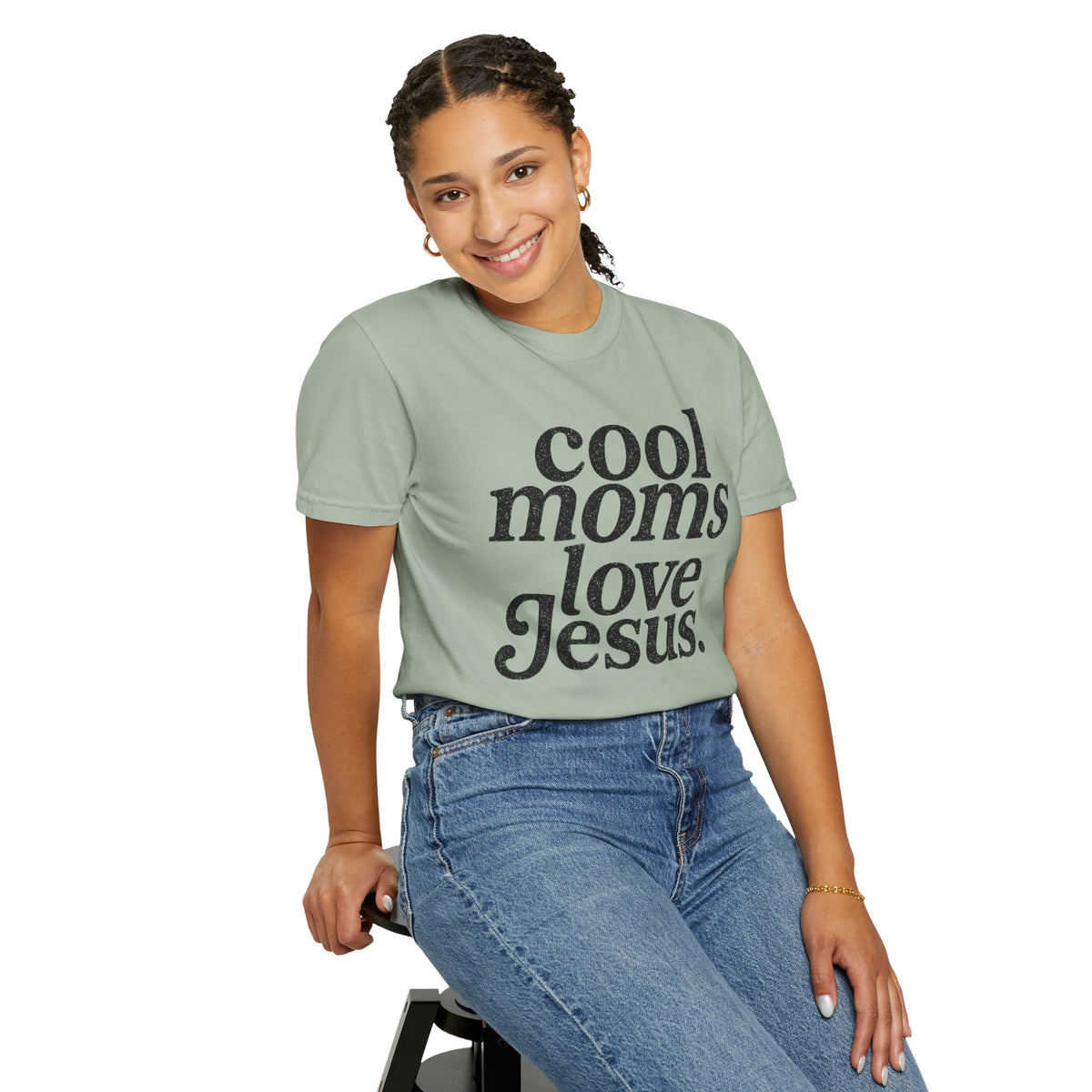 Cool Moms Love Jesus, Vintage - Comfort Colors | Trendy Women's T-Shirt. Direct to Garment. Printed & Shipped in the USA. Unisex Sizes.