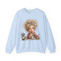 Cute Artist Curly Girl – Gildan Heavy Blend | Trendy Women’s Soft Sweatshirt. Direct to Garment. Printed & Shipped in the USA. Unisex Sizes.
